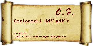 Oszlanszki Hágár névjegykártya